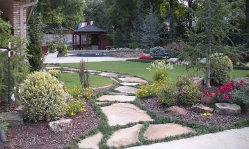 Scapes Inc Landscaping OKC is building this Flagstone Path near Oklahoma City, OK.